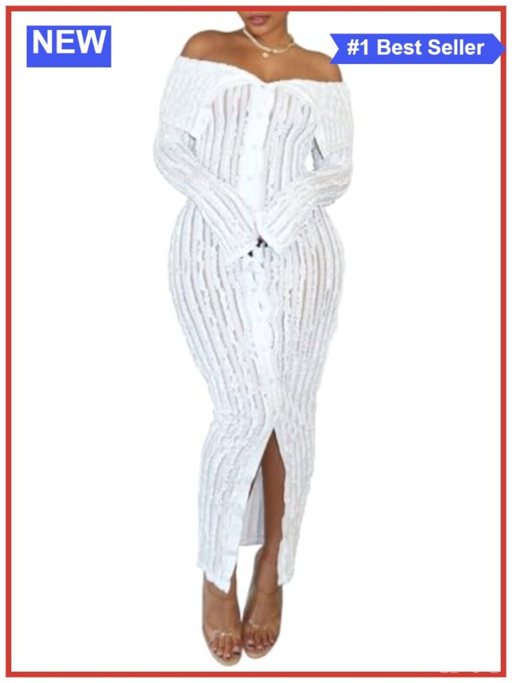 Off Shoulder Pleated See Through Flare Sleeve Maxi Dress